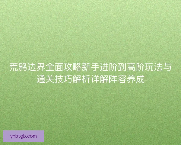 荒鸦边界全面攻略新手进阶到高阶玩法与通关技巧解析详解阵容养成
