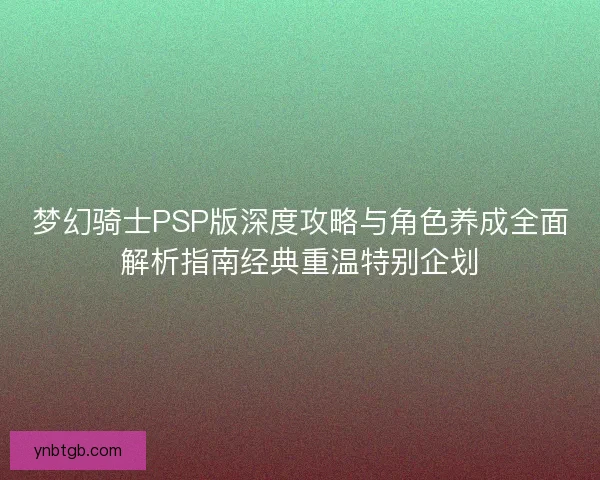 梦幻骑士PSP版深度攻略与角色养成全面解析指南经典重温特别企划