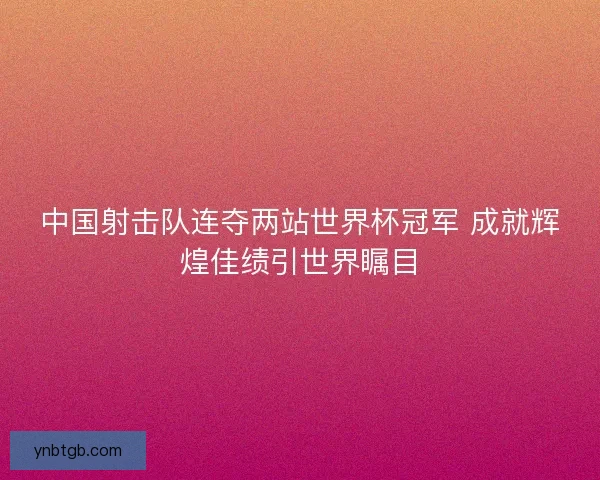 中国射击队连夺两站世界杯冠军 成就辉煌佳绩引世界瞩目